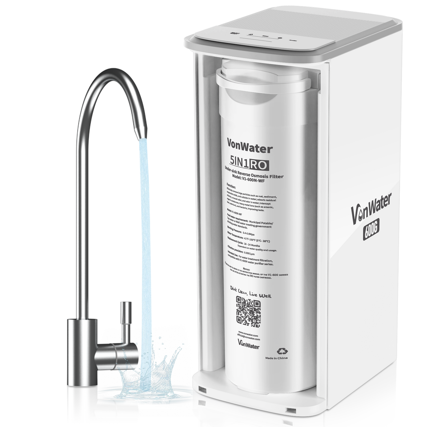 600GPD Under Sink Reverse Osmosis Water System With Faucet | V1-600N