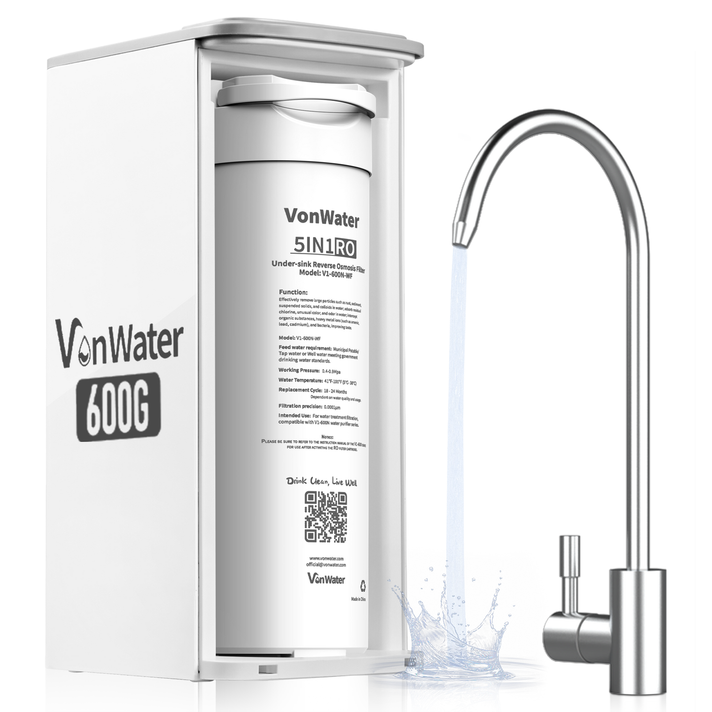 600GPD Under Sink Reverse Osmosis Water System With Faucet | V1-600N