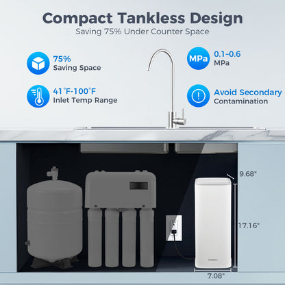 600GPD Under Sink Reverse Osmosis Water System With Faucet | V1-600N