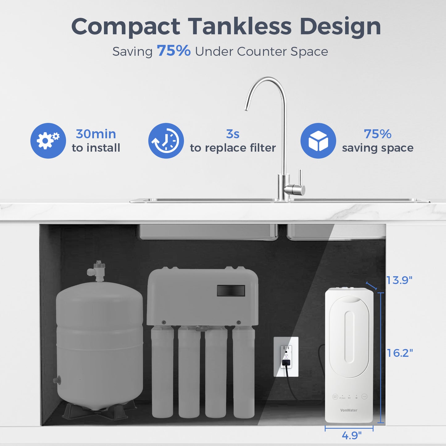 800GPD Under Sink Reverse Osmosis Water System With Faucet | V2-800N