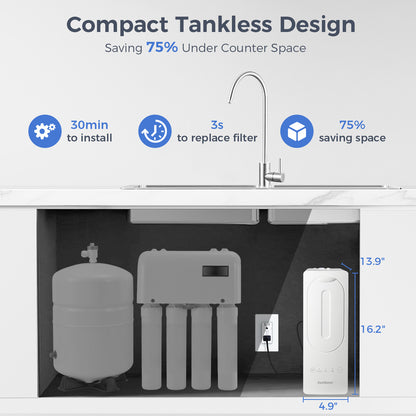 600GPD Under Sink Reverse Osmosis Water System With Faucet | V2-600N