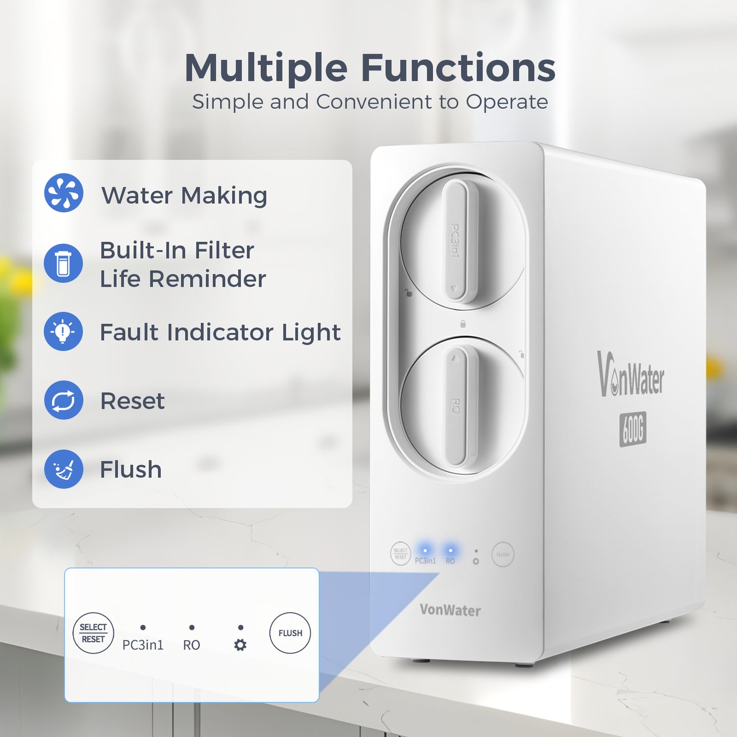 600GPD Under Sink Reverse Osmosis Water System With Faucet | V2-600N